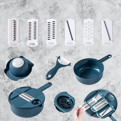 Hachoir Manuel - CutShredGrater™ - Bleu - Accessoire de Cuisine