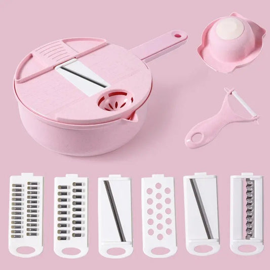 Hachoir Manuel - CutShredGrater™ - Rose - Accessoire de Cuisine